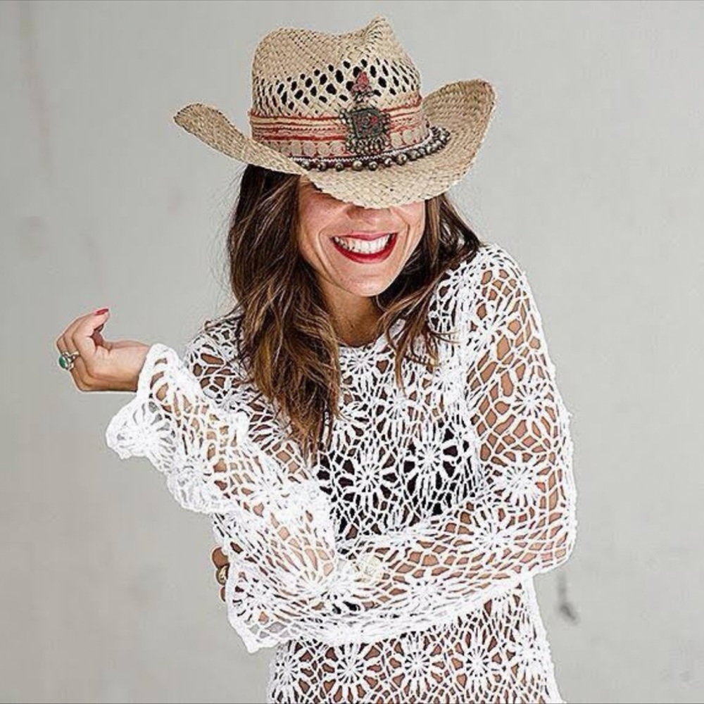 EMONK IBIZA straw hat NWT. Cowboy hat. Beach hat. BOHO hat.